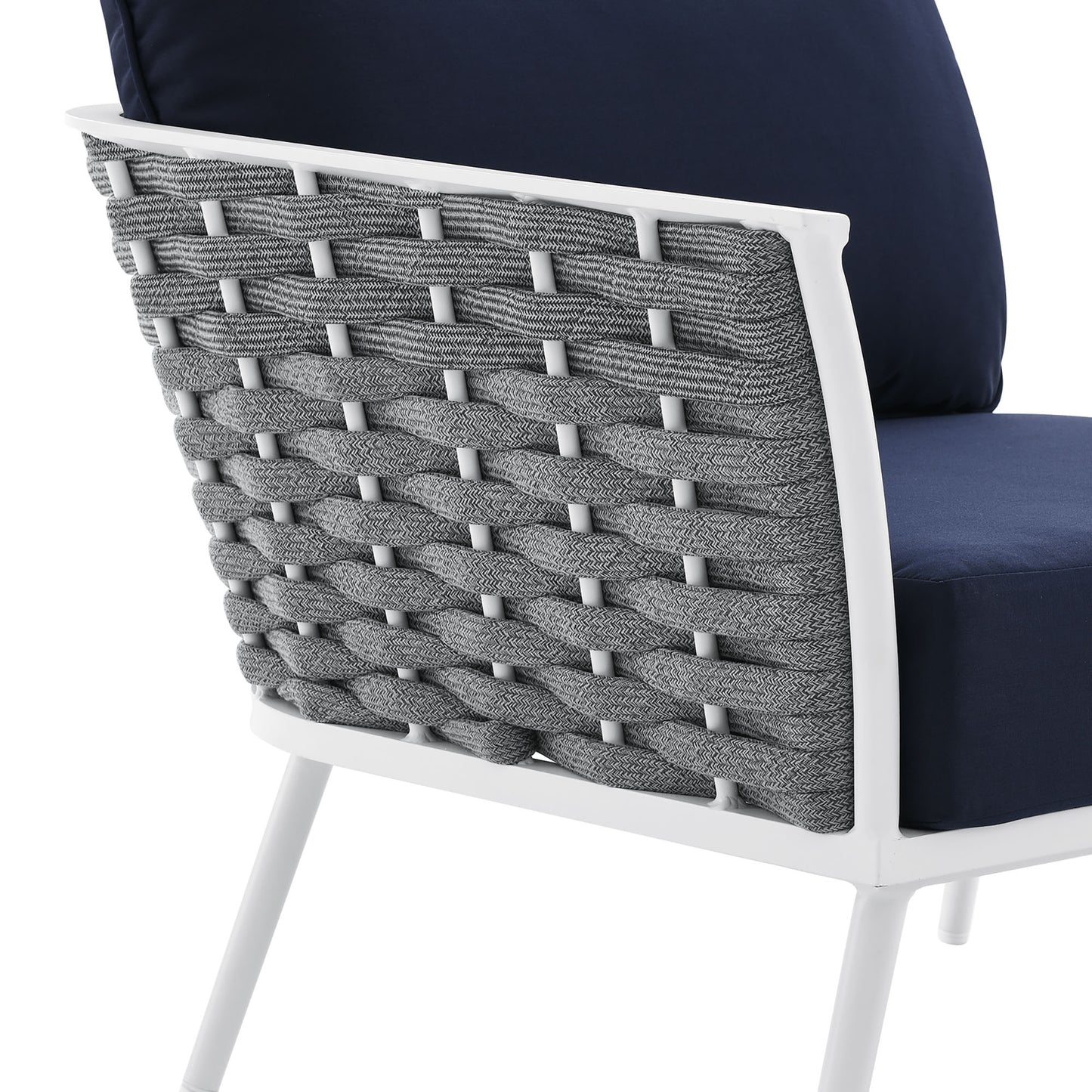 Stance Outdoor Patio Aluminum Small Sectional Sofa in White Navy by Modway (5752)