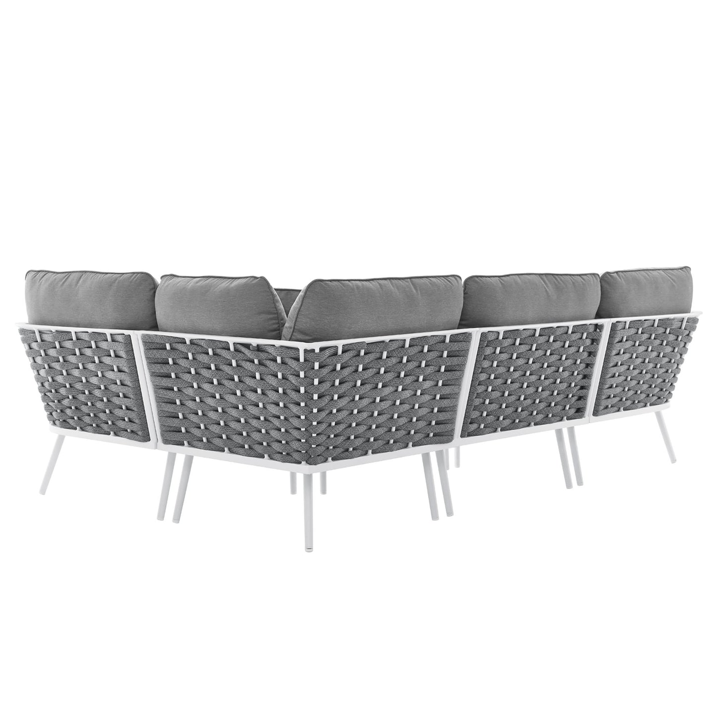 Stance Outdoor Patio Aluminum Large Sectional Sofa in White Gray by Modway (5753)