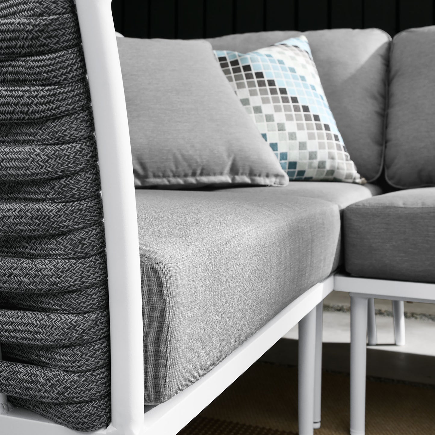 Stance Outdoor Patio Aluminum Large Sectional Sofa in White Gray by Modway (5753)