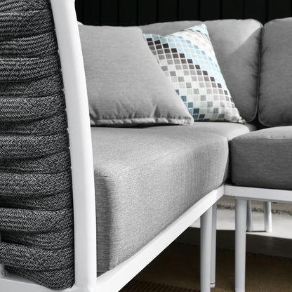 Stance Outdoor Patio Aluminum Large Sectional Sofa in White Gray by Modway (5753)