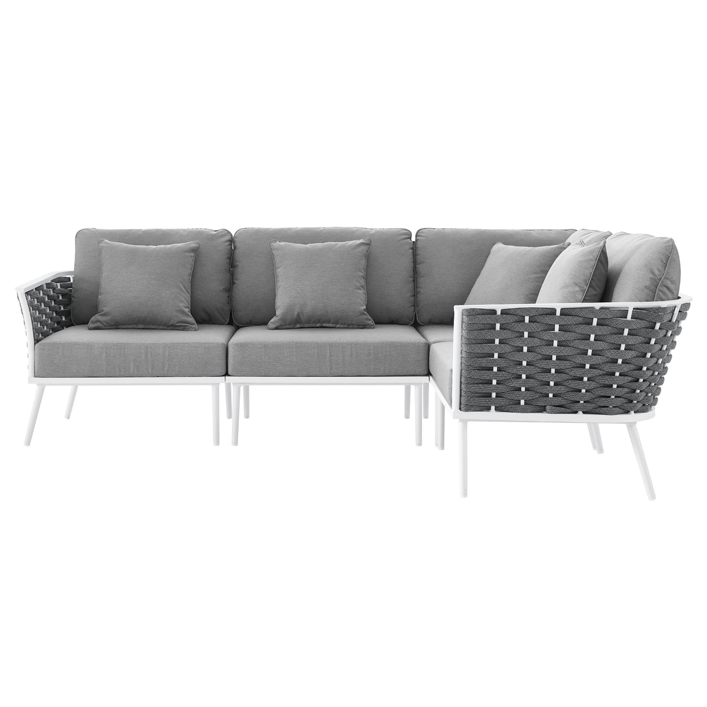 Stance Outdoor Patio Aluminum Large Sectional Sofa in White Gray by Modway (5753)