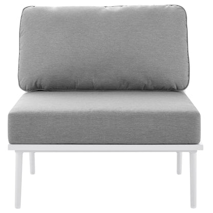 Stance Outdoor Patio Aluminum Large Sectional Sofa in White Gray by Modway (5753)