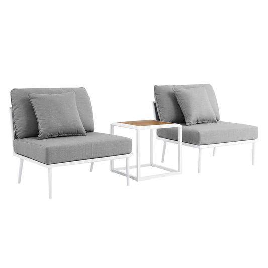 Stance 3 Piece Outdoor Patio Aluminum Set in White Gray by Modway (5754)