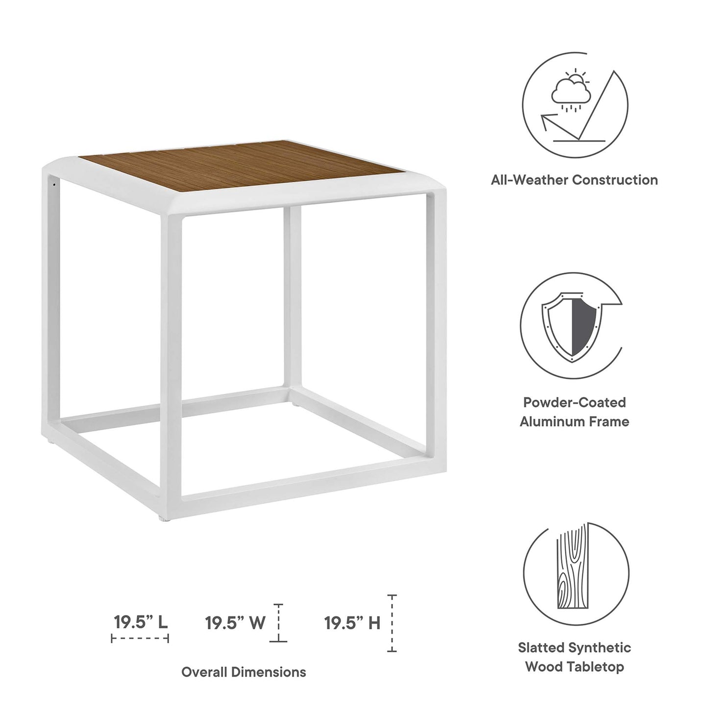 Stance 3 Piece Outdoor Patio Aluminum Set in White Gray by Modway (5754)