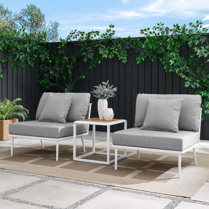 Stance 3 Piece Outdoor Patio Aluminum Set in White Gray by Modway (5754)