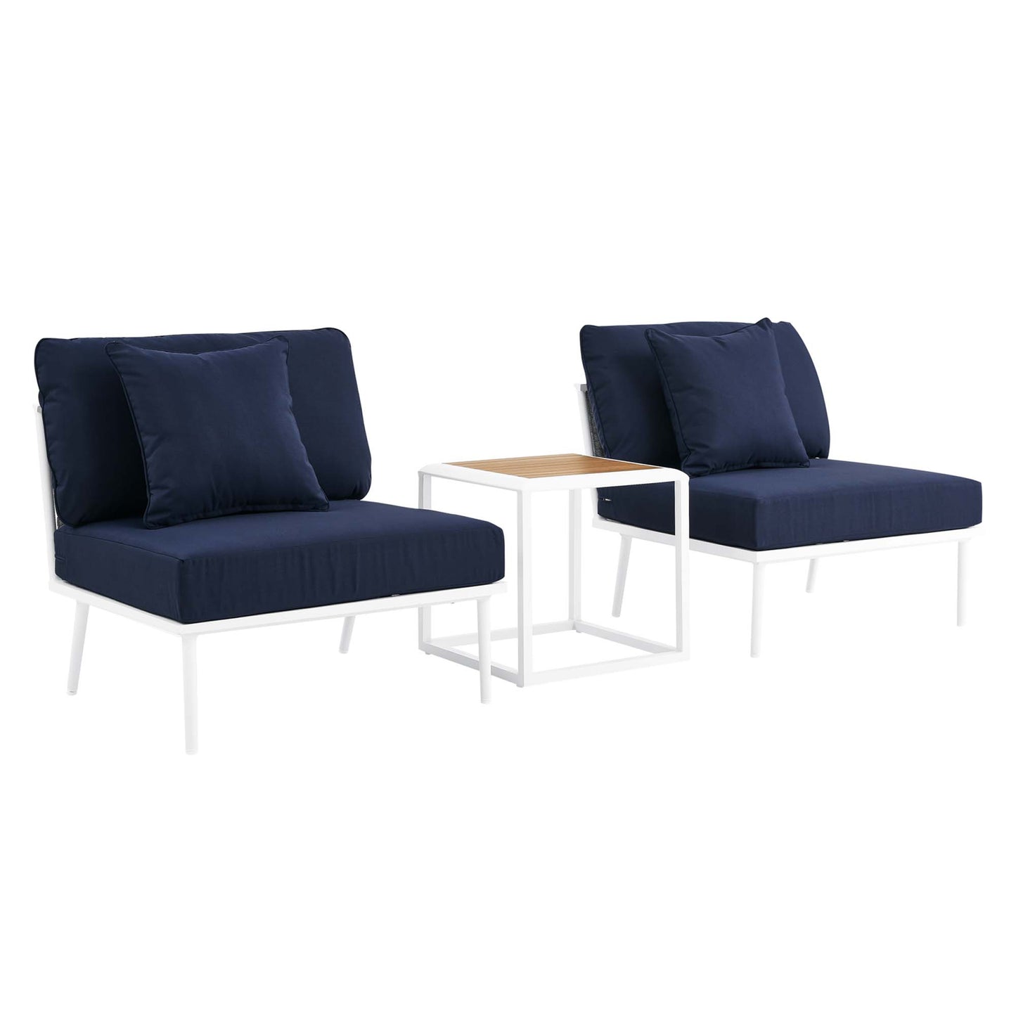 Stance 3 Piece Outdoor Patio Aluminum Set in White Navy by Modway (5754)
