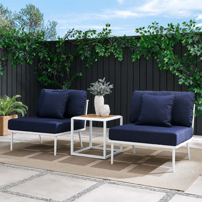 Stance 3 Piece Outdoor Patio Aluminum Set in White Navy by Modway (5754)