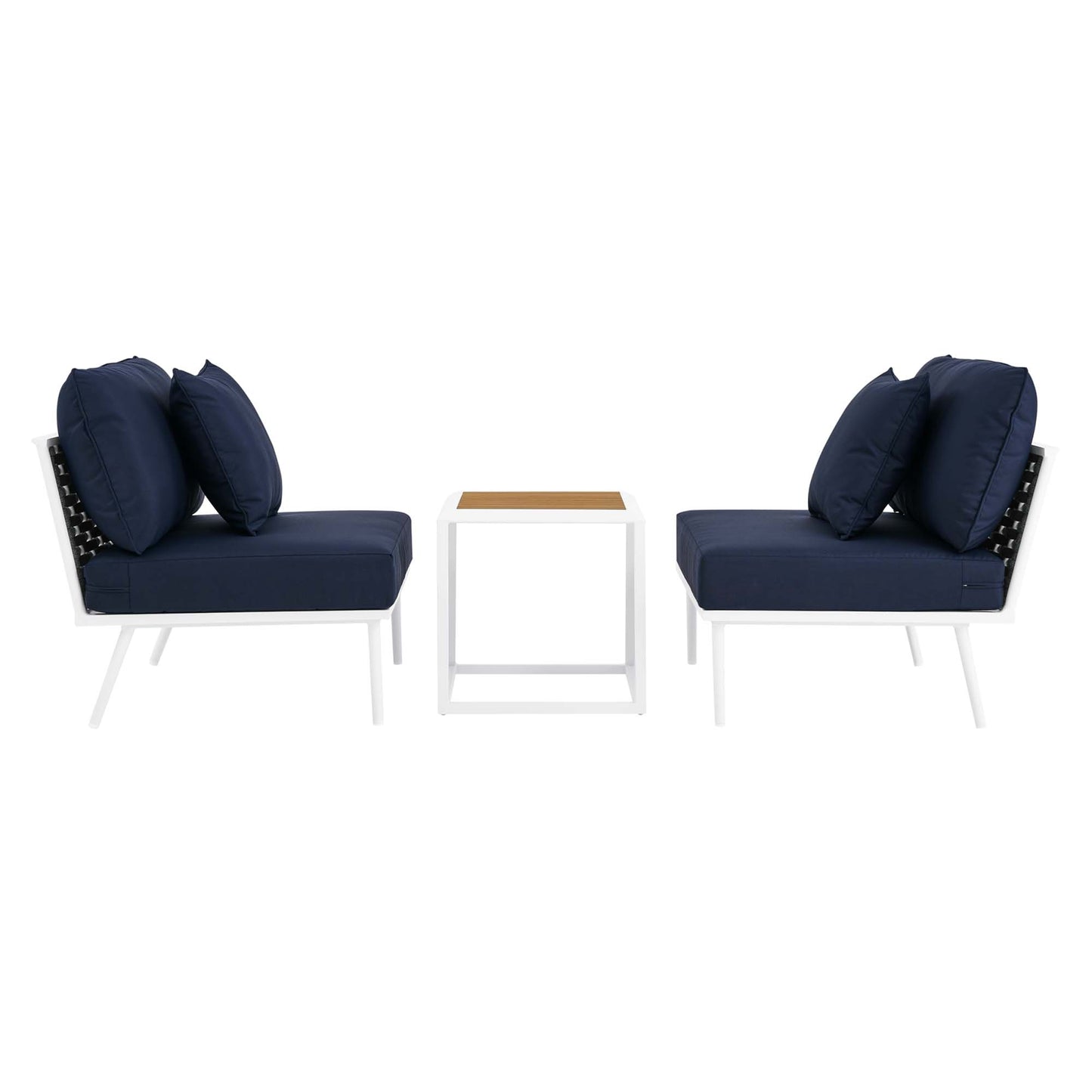 Stance 3 Piece Outdoor Patio Aluminum Set in White Navy by Modway (5754)