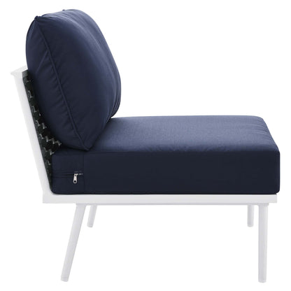 Stance 3 Piece Outdoor Patio Aluminum Set in White Navy by Modway (5754)