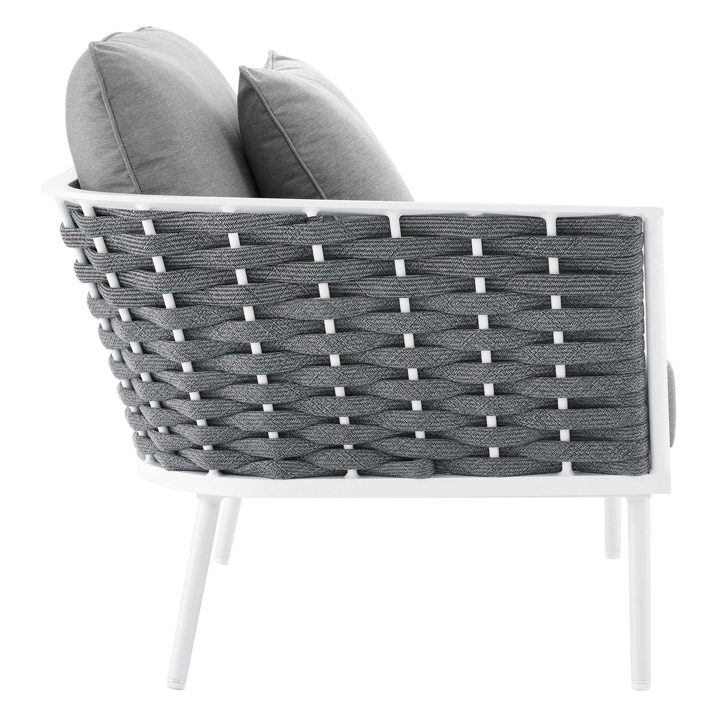 Stance 4 Piece Outdoor Patio Aluminum Sectional Sofa Set in White Gray by Modway (5755)
