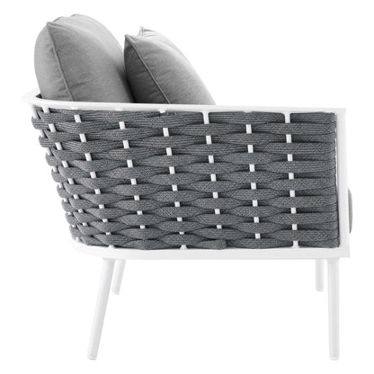 Stance 4 Piece Outdoor Patio Aluminum Sectional Sofa Set in White Gray by Modway (5755)