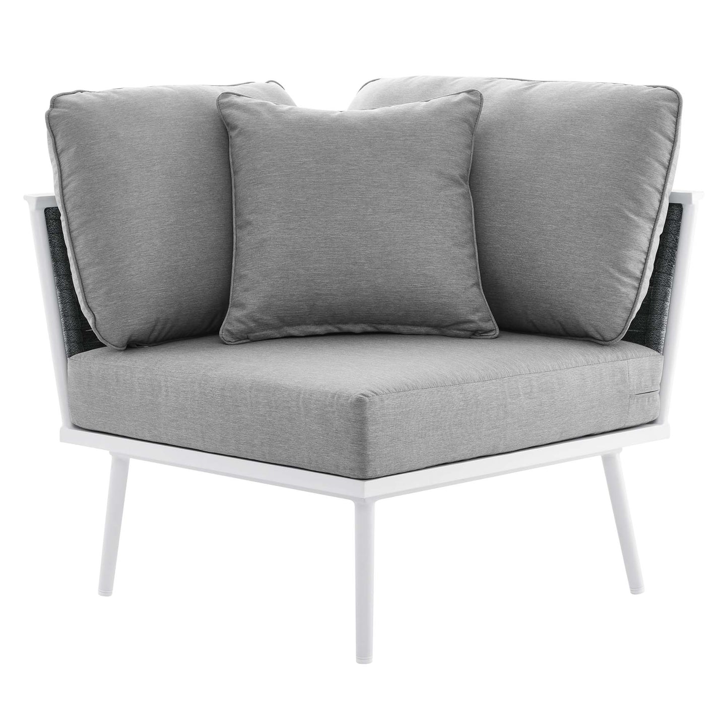 Stance 4 Piece Outdoor Patio Aluminum Sectional Sofa Set in White Gray by Modway (5755)