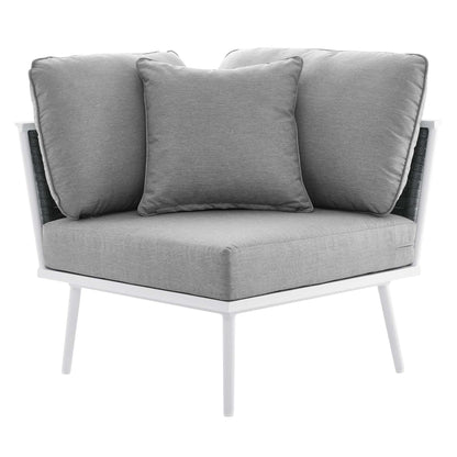 Stance 4 Piece Outdoor Patio Aluminum Sectional Sofa Set in White Gray by Modway (5755)