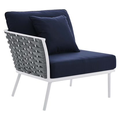Stance 4 Piece Outdoor Patio Aluminum Sectional Sofa Set in White Navy by Modway (5755)