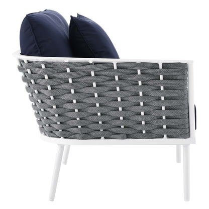 Stance 4 Piece Outdoor Patio Aluminum Sectional Sofa Set in White Navy by Modway (5755)