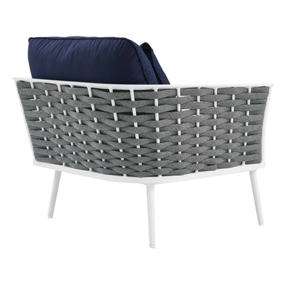Stance 4 Piece Outdoor Patio Aluminum Sectional Sofa Set in White Navy by Modway (5755)