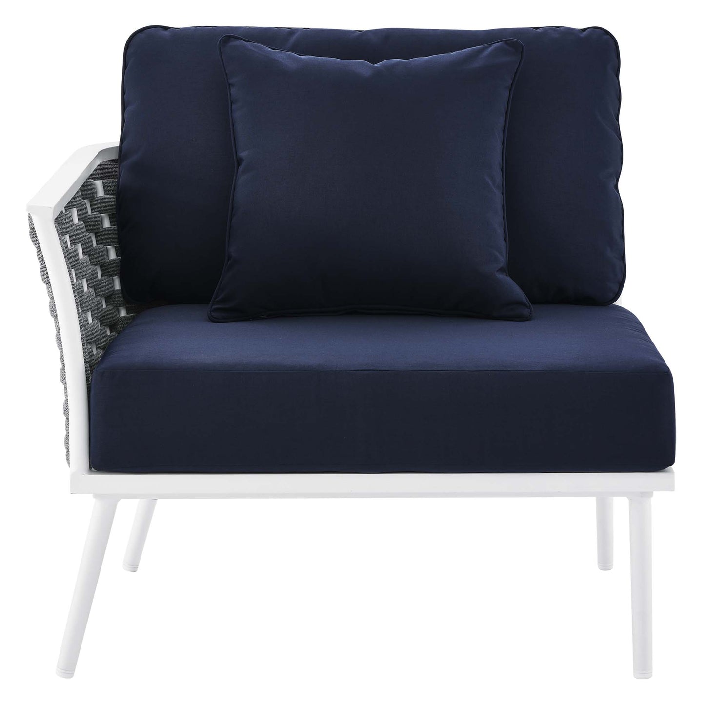 Stance 4 Piece Outdoor Patio Aluminum Sectional Sofa Set in White Navy by Modway (5755)