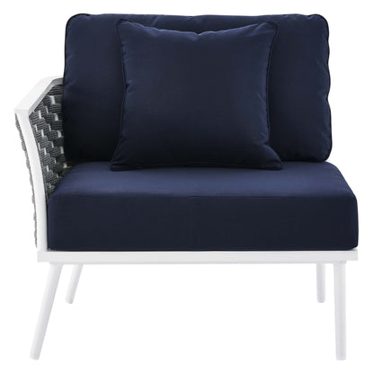 Stance 4 Piece Outdoor Patio Aluminum Sectional Sofa Set in White Navy by Modway (5755)