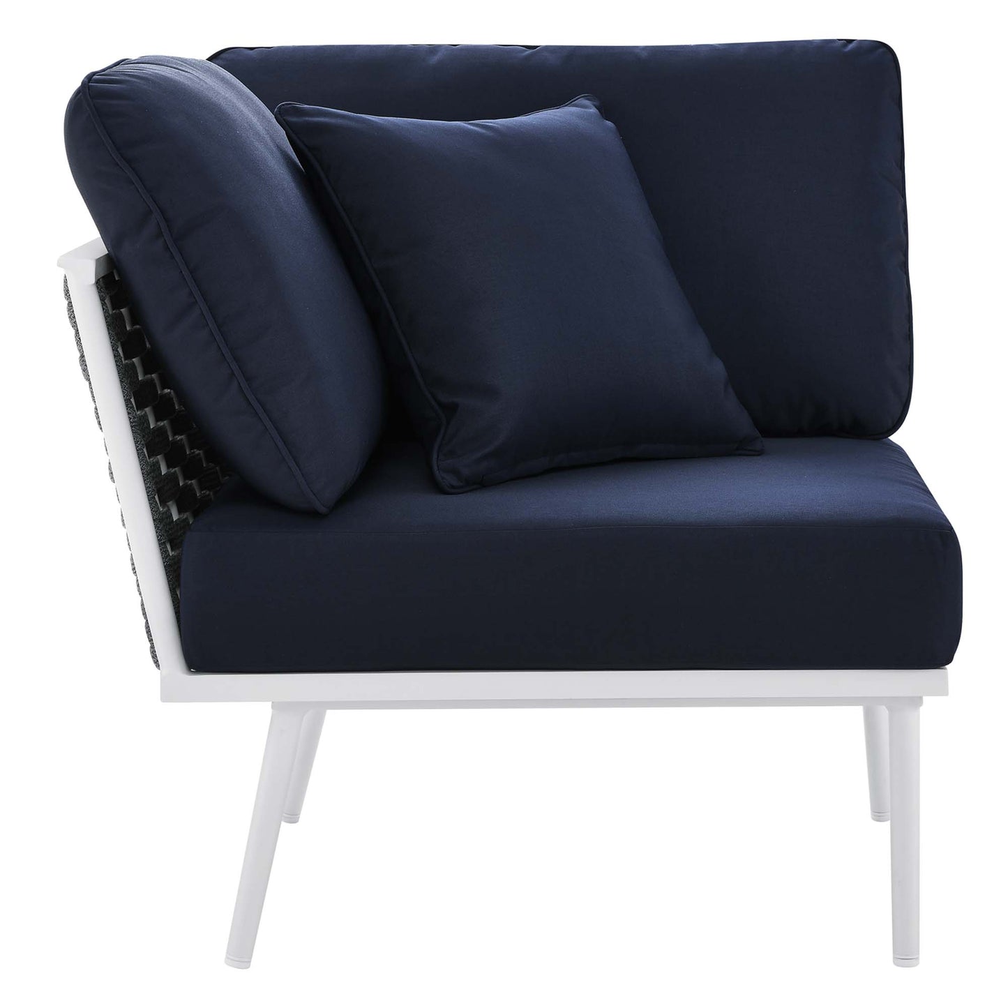 Stance 4 Piece Outdoor Patio Aluminum Sectional Sofa Set in White Navy by Modway (5755)