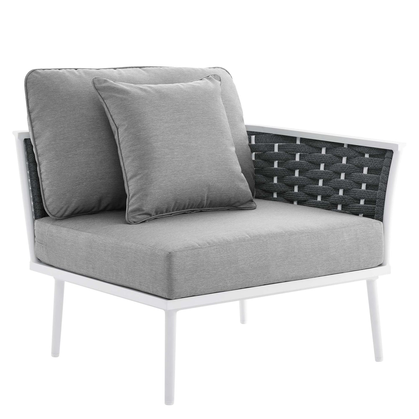 Stance 7 Piece Outdoor Patio Aluminum Sectional Sofa Set in White Gray by Modway (5756)