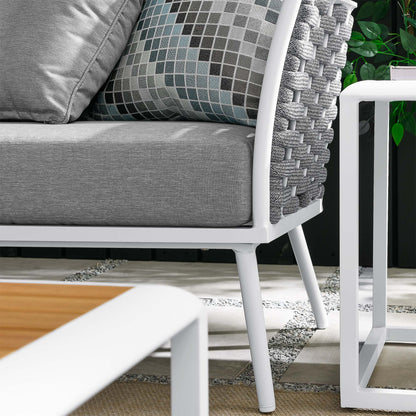 Stance 8 Piece Outdoor Patio Aluminum Sectional Sofa Set in White Gray by Modway (5757)
