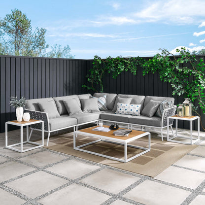 Stance 8 Piece Outdoor Patio Aluminum Sectional Sofa Set in White Gray by Modway (5757)