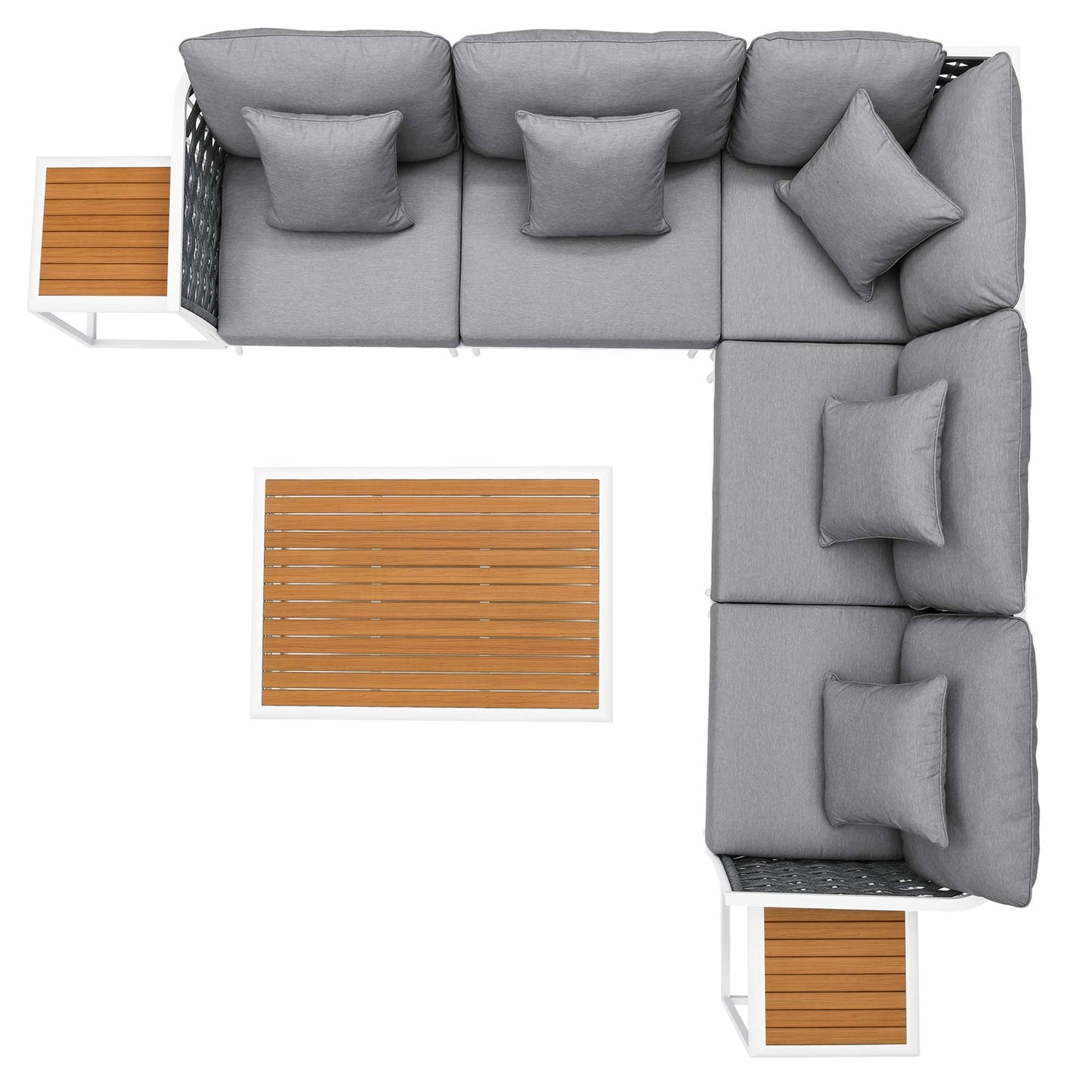 Stance 8 Piece Outdoor Patio Aluminum Sectional Sofa Set in White Gray by Modway (5757)