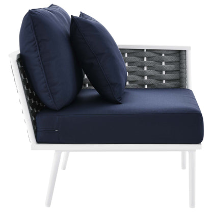 Stance 8 Piece Outdoor Patio Aluminum Sectional Sofa Set in White Navy by Modway (5757)