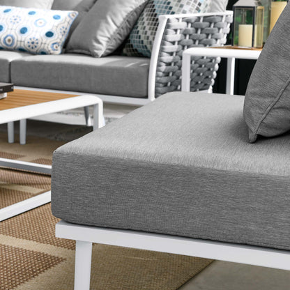 Stance 9 Piece Aluminum Outdoor Patio Aluminum Sectional Sofa Set in White Gray by Modway (5758)