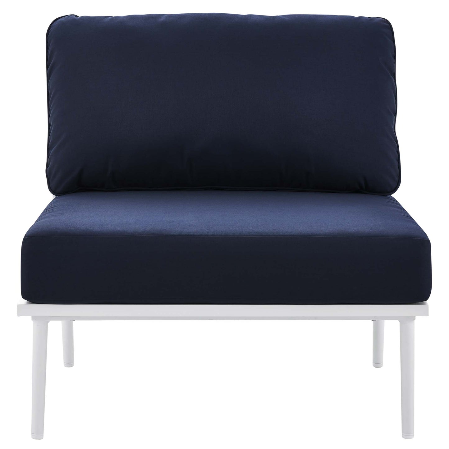 Stance 9 Piece Aluminum Outdoor Patio Aluminum Sectional Sofa Set in White Navy by Modway (5758)