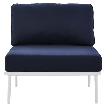 Stance 9 Piece Aluminum Outdoor Patio Aluminum Sectional Sofa Set in White Navy by Modway (5758)