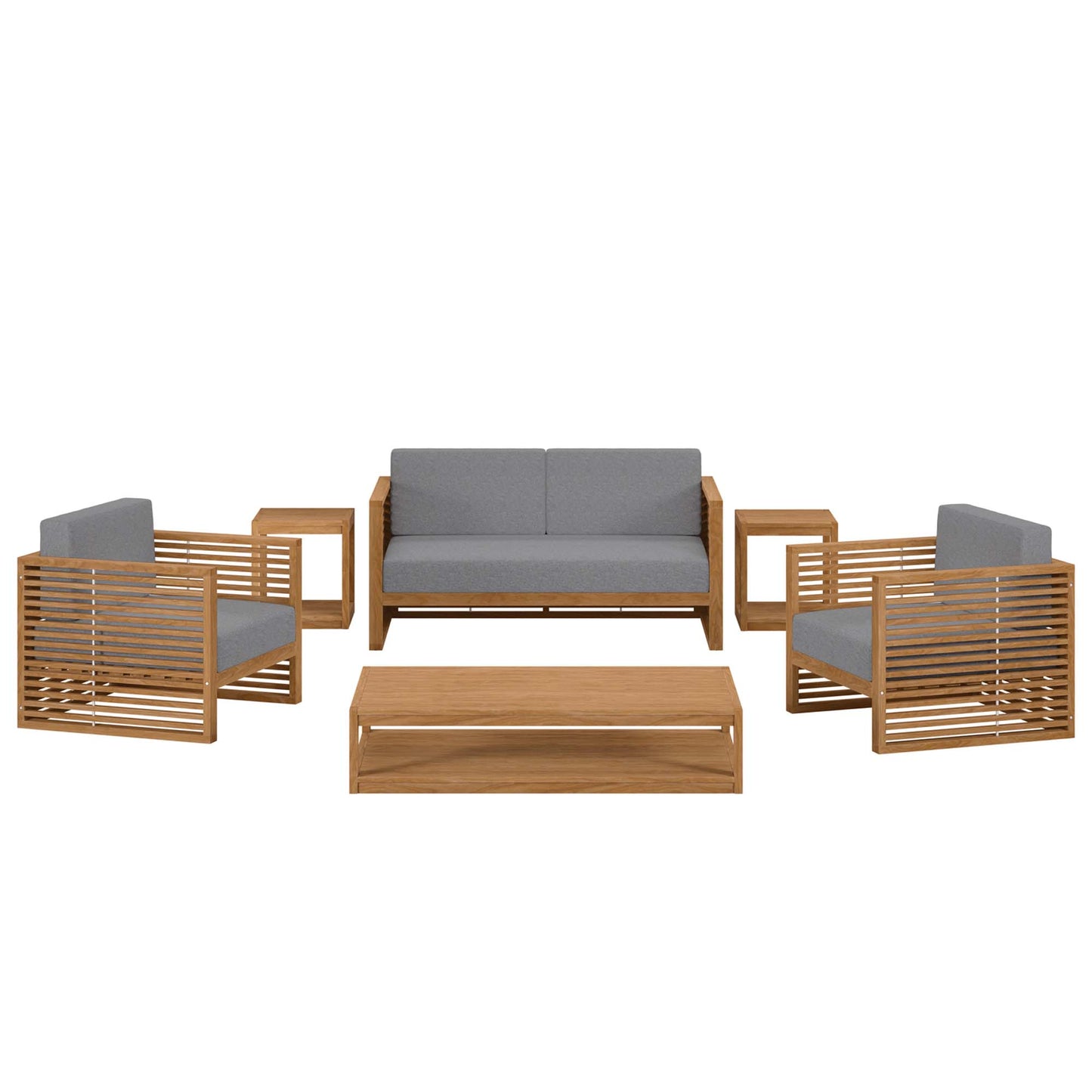 Carlsbad 6-Piece Teak Wood Outdoor Patio Set in Natural Gray by Modway (5836)