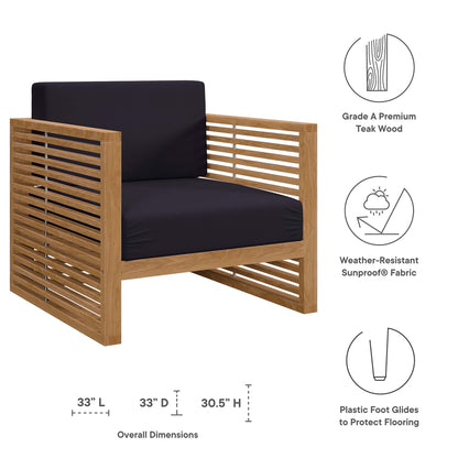 Carlsbad 6-Piece Teak Wood Outdoor Patio Set in Natural Navy by Modway (5836)