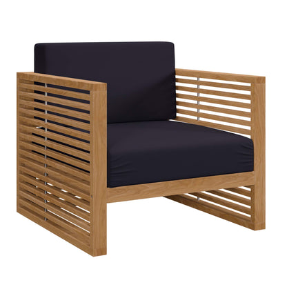Carlsbad 6-Piece Teak Wood Outdoor Patio Set in Natural Navy by Modway (5836)