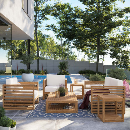 Carlsbad 6-Piece Teak Wood Outdoor Patio Set in Natural White by Modway (5836)