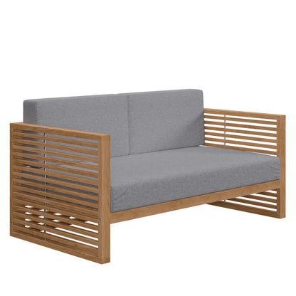 Carlsbad 3-Piece Teak Wood Outdoor Patio Set in Natural Gray by Modway (5837)