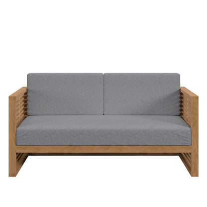 Carlsbad 3-Piece Teak Wood Outdoor Patio Set in Natural Gray by Modway (5837)