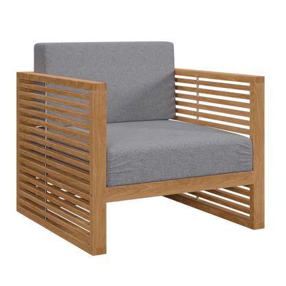 Carlsbad 3-Piece Teak Wood Outdoor Patio Set in Natural Gray by Modway (5837)