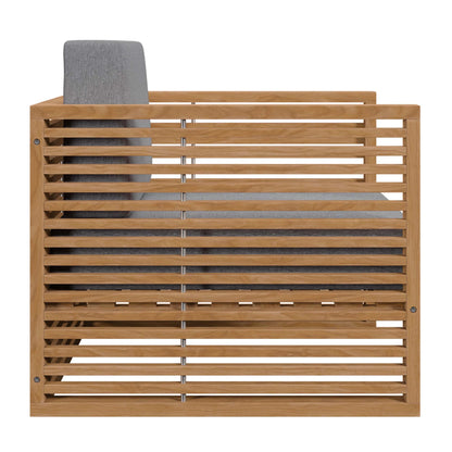 Carlsbad 3-Piece Teak Wood Outdoor Patio Set in Natural Gray by Modway (5837)