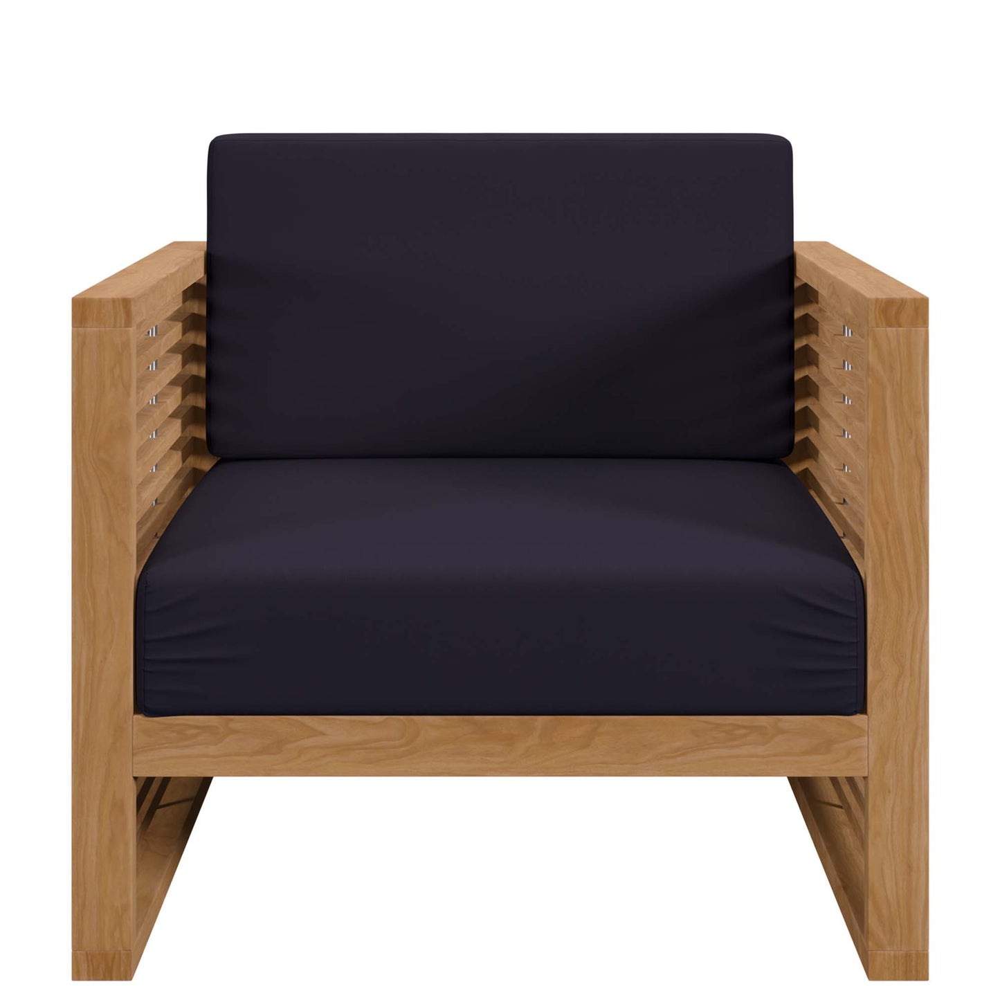 Carlsbad 3-Piece Teak Wood Outdoor Patio Set in Natural Navy by Modway (5837)