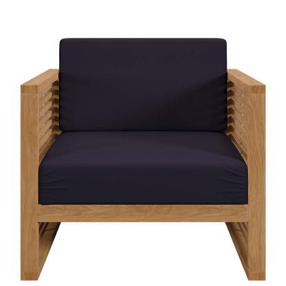 Carlsbad 3-Piece Teak Wood Outdoor Patio Set in Natural Navy by Modway (5837)