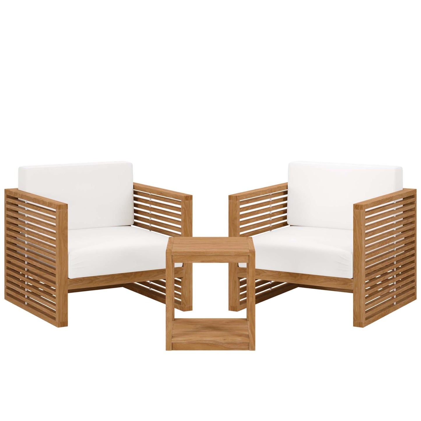 Carlsbad 3-Piece Teak Wood Outdoor Patio Set in Natural White by Modway (5838)