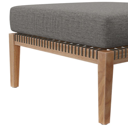 Clearwater Outdoor Patio Teak Wood Ottoman in Gray Graphite by Modway (5854)