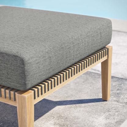 Clearwater Outdoor Patio Teak Wood Ottoman in Gray Graphite by Modway (5854)