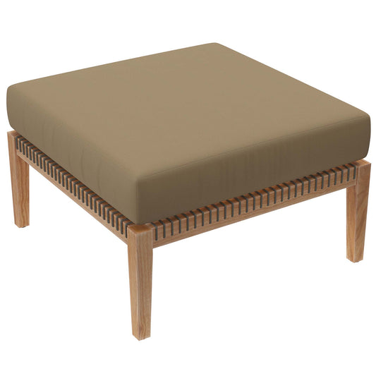 Clearwater Outdoor Patio Teak Wood Ottoman in Gray Light Brown by Modway (5854)