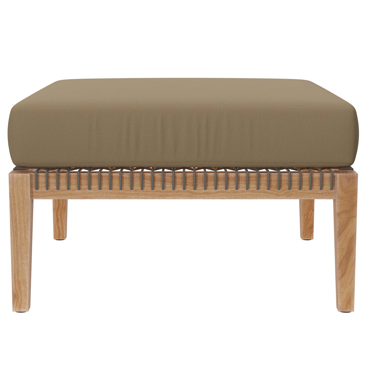 Clearwater Outdoor Patio Teak Wood Ottoman in Gray Light Brown by Modway (5854)