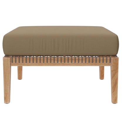 Clearwater Outdoor Patio Teak Wood Ottoman in Gray Light Brown by Modway (5854)