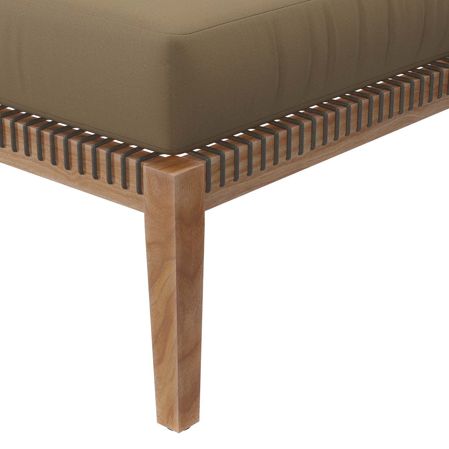 Clearwater Outdoor Patio Teak Wood Ottoman in Gray Light Brown by Modway (5854)