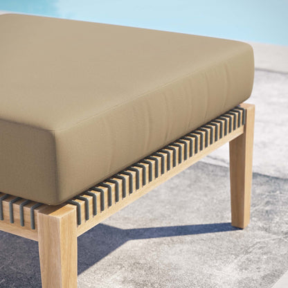 Clearwater Outdoor Patio Teak Wood Ottoman in Gray Light Brown by Modway (5854)