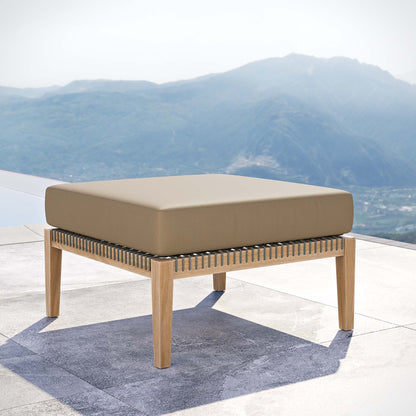Clearwater Outdoor Patio Teak Wood Ottoman in Gray Light Brown by Modway (5854)